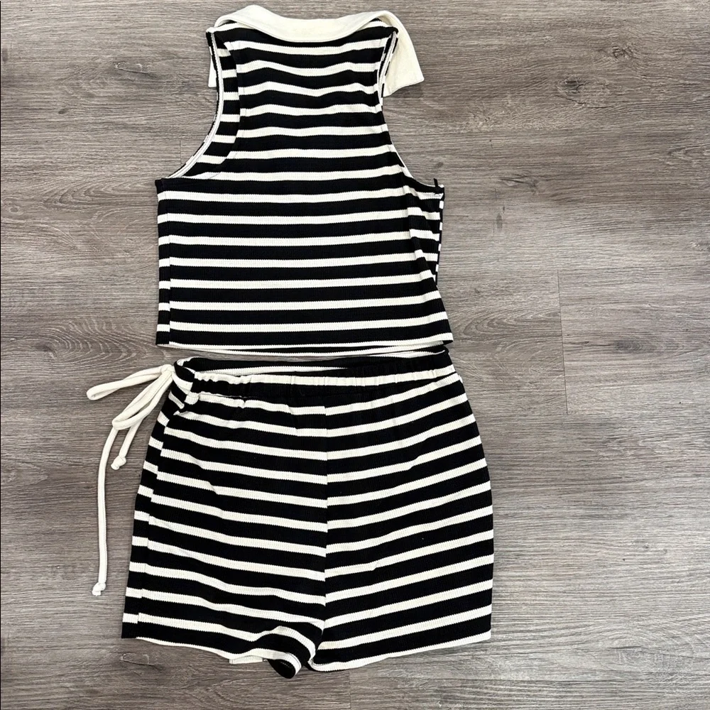 Striped Black & White Knit Wrap Skirt - Women's
